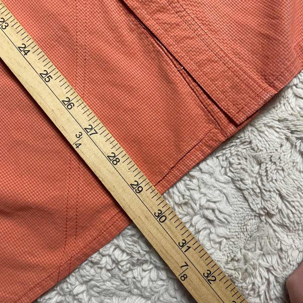 Orvis Mens Large Orange Micro Check Short Sleeve Vented Fishing Shirt Button Up - Picture 14 of 16